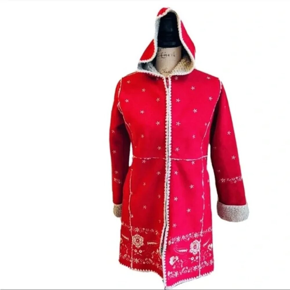 🎄 GAP Kids Red Faux Suede Nordic Hooded Coat (XL 12) 🎄
